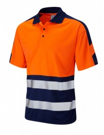 Leo Watersmeet dual colour Coolviz plus polo shirt orange/navy